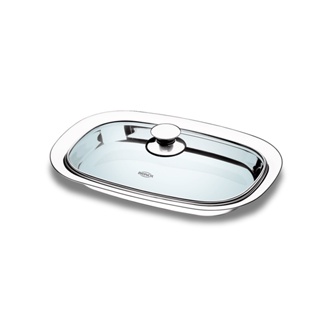 Travessa Com Tampa De Vidro Brinox Lyon 40 x 28 x 6,3 cm Aço Inox