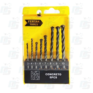 Kit Jogo Brocas Furadeira Parafusadeira Concreto 8 Peças Fertak