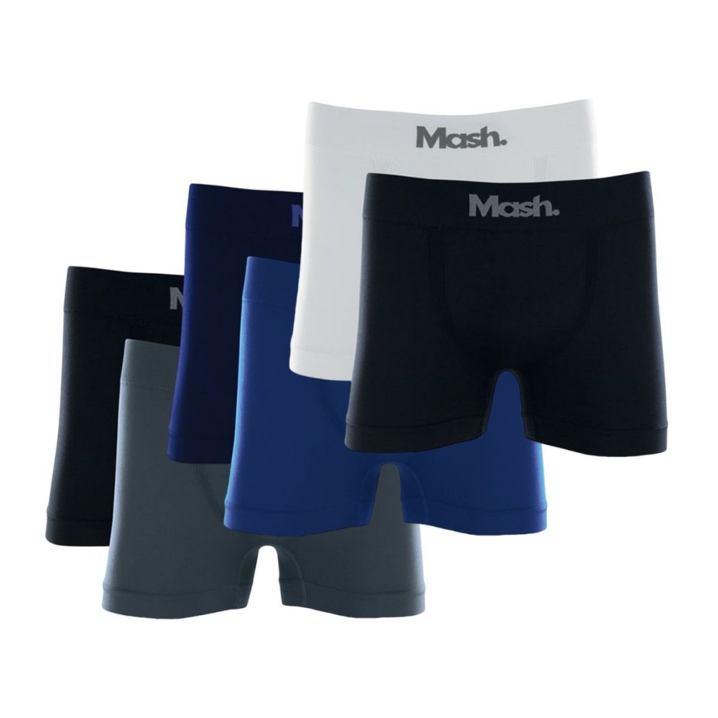 Kit 6 Cuecas Boxer Em Microfibra Sem Costura - Mash