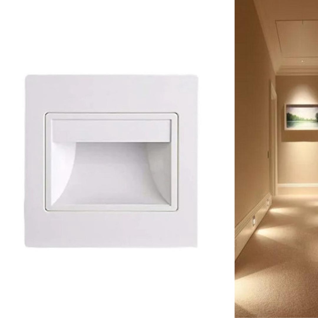 Balizador LED 1.5W Embutir 9.5x9.5cm IP20 Branco 3000K Bivolt