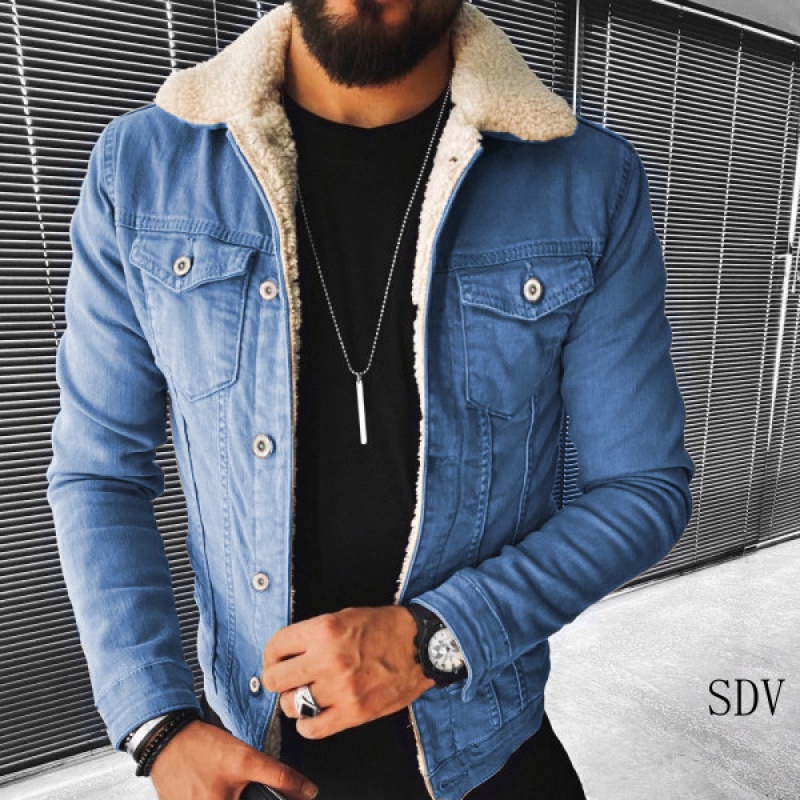 Jaqueta de lã de cordeiro masculina/Jeans 354