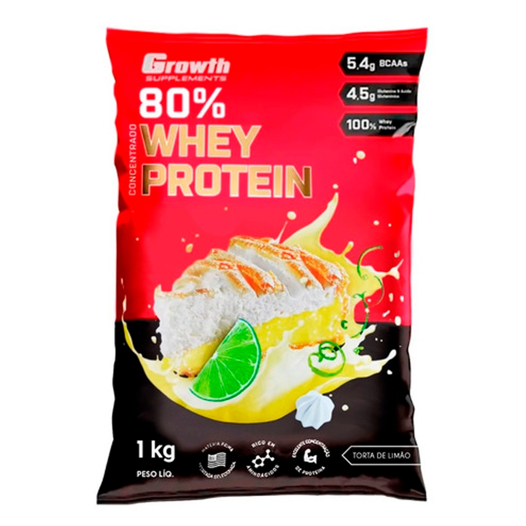 Whey Protein Torta De Limão Growth Suplementos Original 80 Proteína