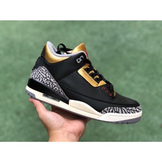 Nike air jordan 3 preto sales e dourado