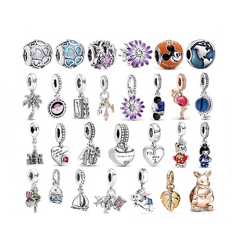 Pingente De Contas Prata Esterlina S925 Com