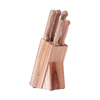Conjunto De Facas Brinox Dayli 6 Peças Com Cepo De Madeira