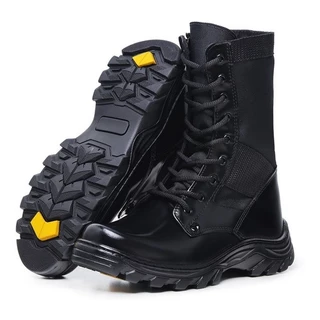Bota Coturno Militar 100% Couro Legitimo Impermeável Extra Leve Zíper Palmilha Em Gel