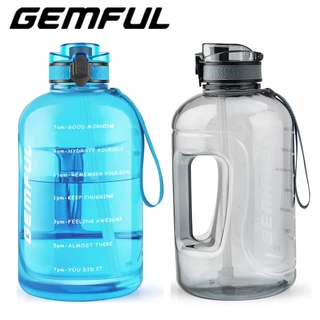 Garrafa De Água Grande GEMFUL 3L Com Marcador De Tempo Sem BPA À Prova De Vazamentos Jarro De Bebida Motivacional De Cap