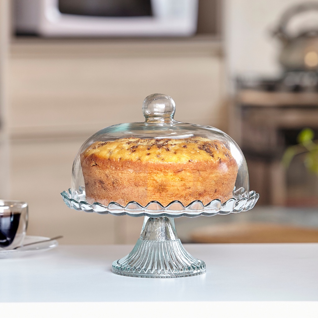 Porta Doces Vidro Decorado Boleira com Pé Jasmin Vitazza