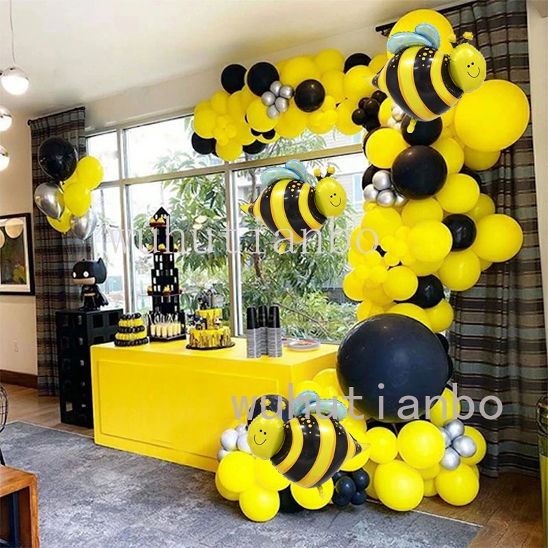 83pcs Honeybee Tema Balão Festa Conjunto De Látex Amarelo Branco Ducha De Bebê Reveal De Aniversário Infantil Decoração De