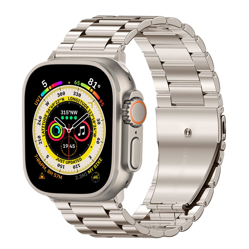 Pulseira de relógio de metal com miçangas para Apple Watch Ultra