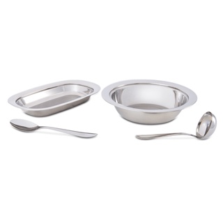 Conjunto Para Servir Arroz E Feijão Brinox Lyon 4 Peças Aço Inox