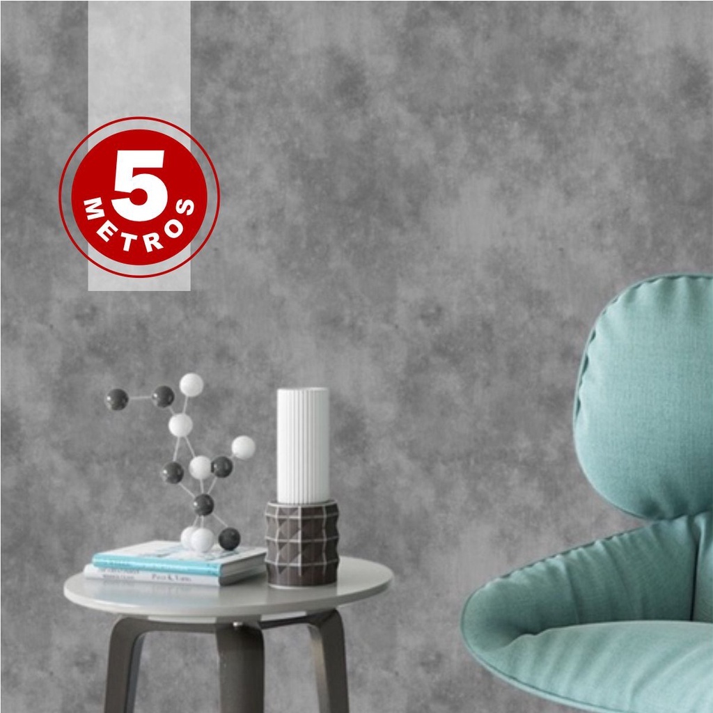 Papel de Parede PREMIUM Rolo 5 Metros Autoadesivo Cimento Queimado Vinílico Sala, Quartos, banheiro5