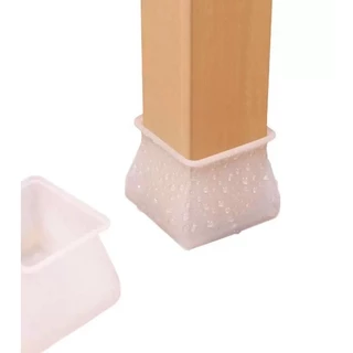Kit 4 Protetor De Pé De Cadeira E Mesa De Silicone Quadrado Proteção