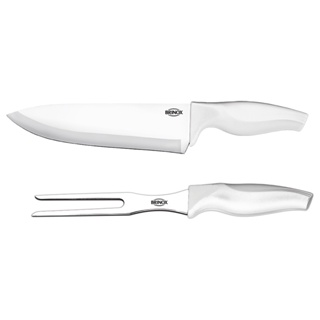 Conjunto De Facas Brinox Croos 2 Peças Aço Inox Com Cabo Branco