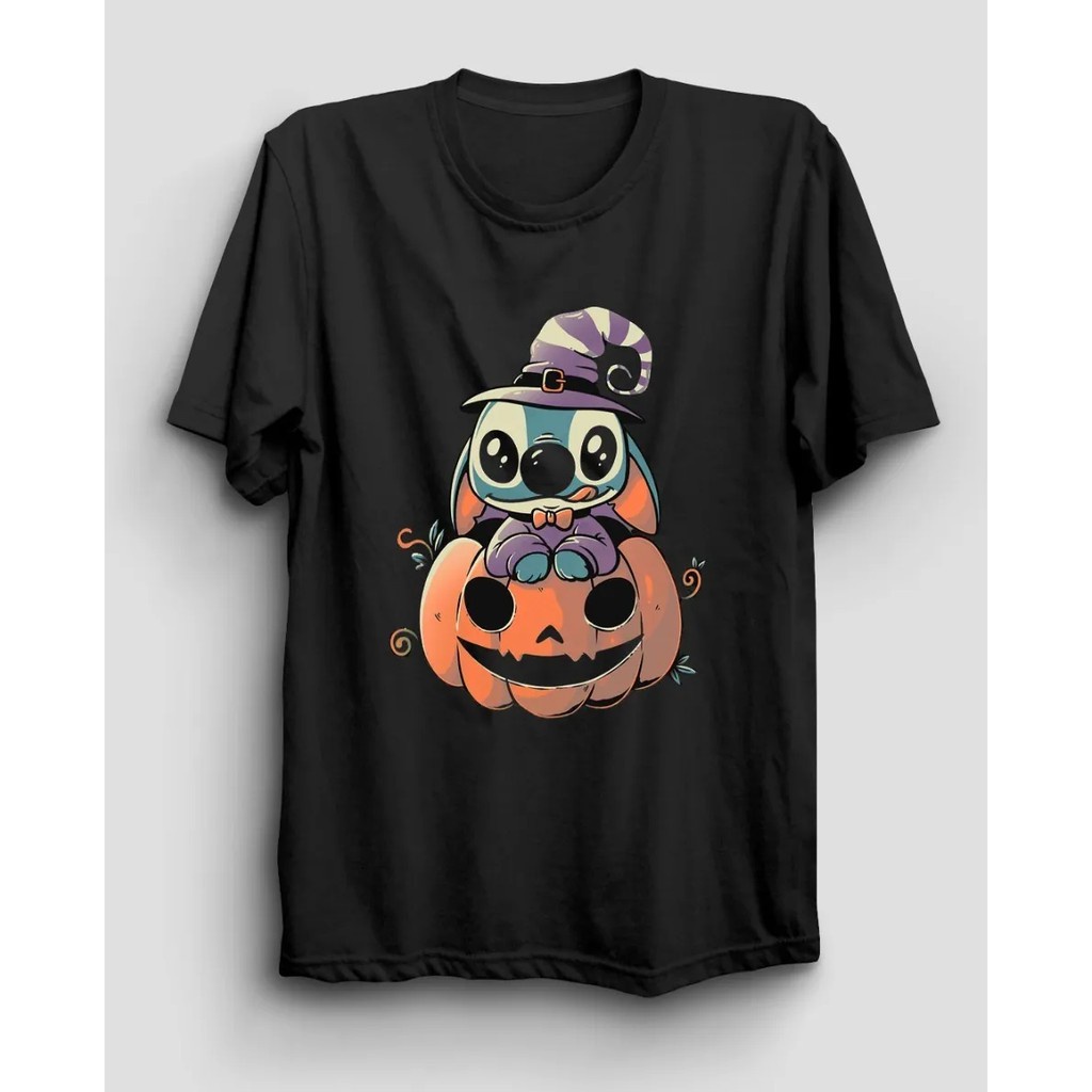 Camiseta Basica Stitch Halloween Abobora Fofo Desenho Noite Terror Desenho  Cute-nd Barato Promoção