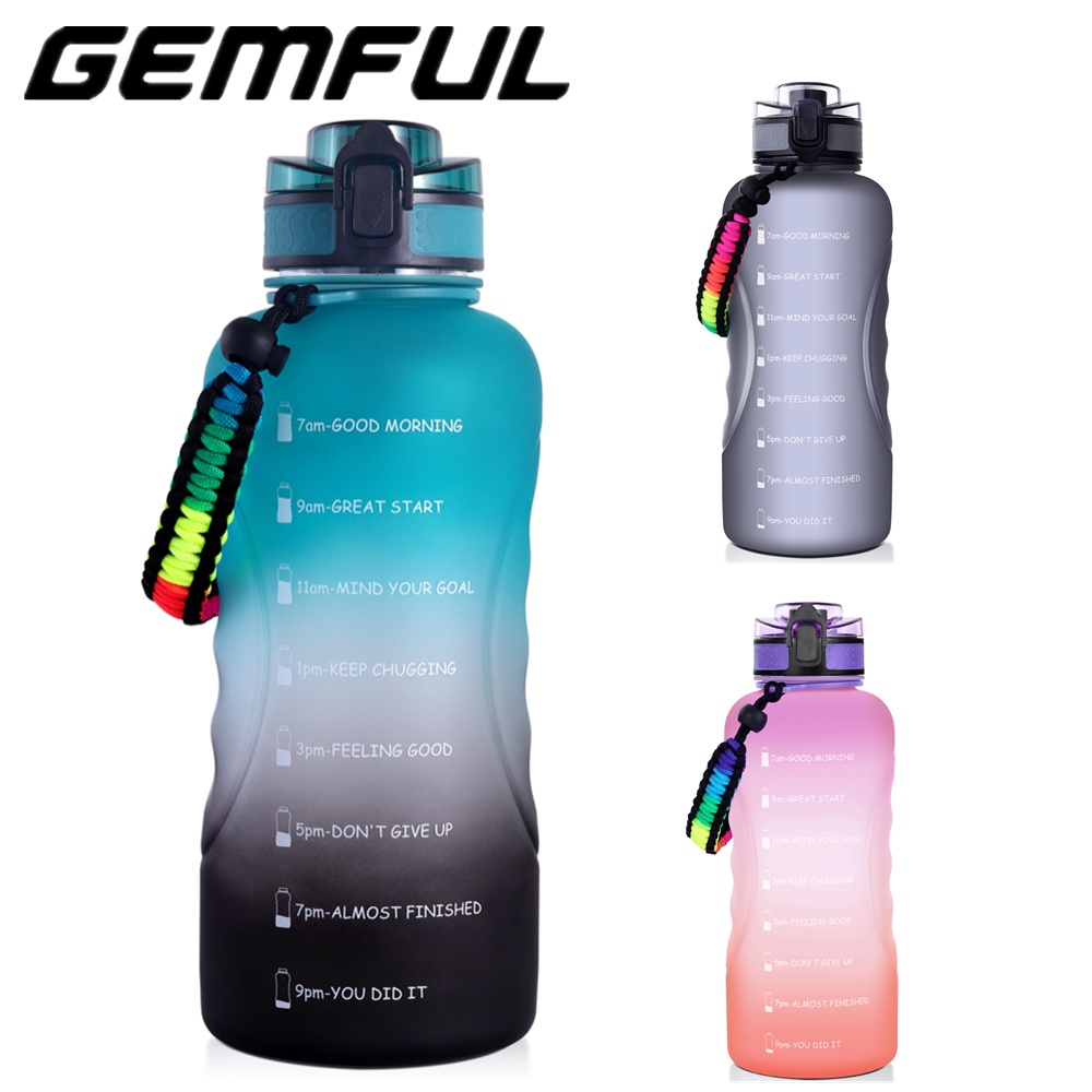 GEMFUL 2L Garrafa Grande De Água Com Palha Motivacional BPA-Free Anti ...