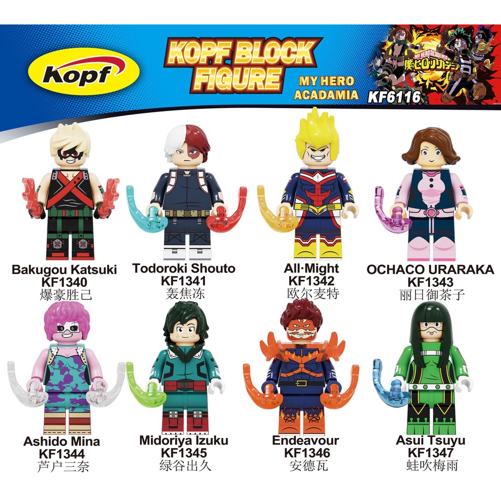 Lego My Hero Academia Série Minifigures Building Blocks Izuku All-Poderia Bakugou Shoto Figuras De Brinquedos