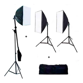 Kit Iluminação Estúdio 2 Softbox 50X70 + 1 Softbox 40X40 Girafa