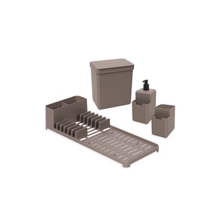 Kit Organize Sua Pia Coza Single 4 Peças Warm Gray