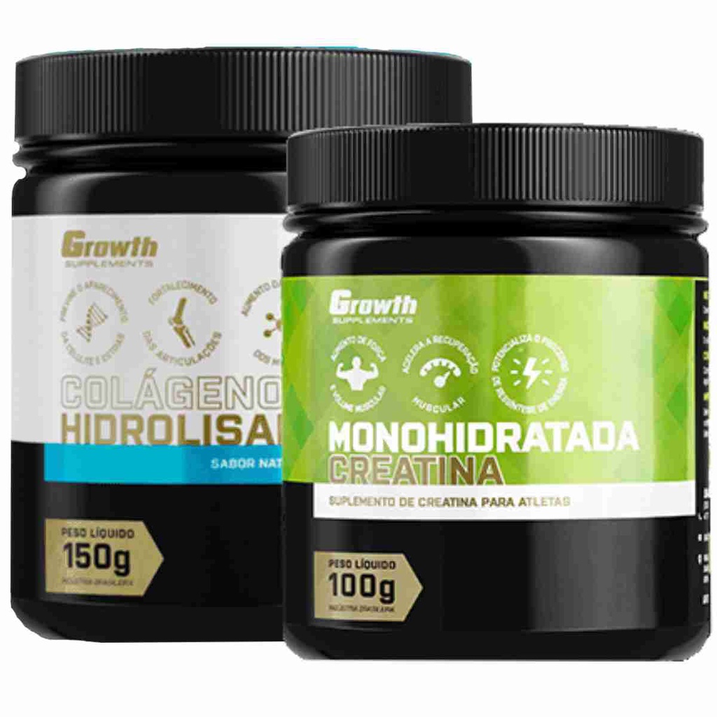 Kit Creatina Monohidratada 100g + Colágeno 150g Growth | Shopee Brasil