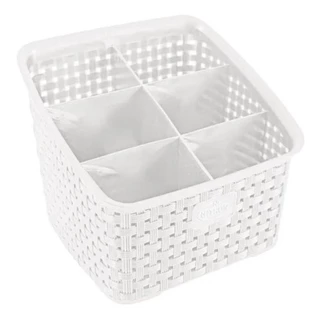 Organizador Multiuso Rattan 6 Divisórias Branco 214/B Nitron
