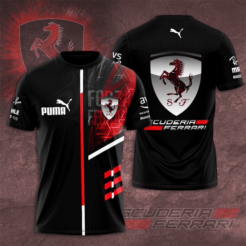 Fórmula One Scuderia Ferrari Equipes De Corrida 3D Camiseta De Verão Masculina De Manga Curta 2023 Novas Blusas Esportivas Para Crianças