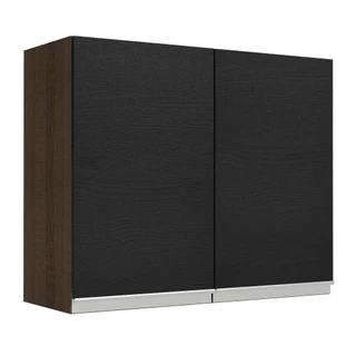 Armário de Cozinha Aéreo 80 cm 2 Portas Rustic/Preto Glamy Madesa em Oferta na Shopee