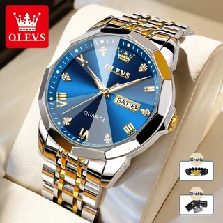 【🌟Entrega instantânea🌟】OLEVS Relógio Original À Prova D'água Analógico De Quartzo De Aço Inoxidável Para Calendário Multifuncional Masculino Luminoso De Pulso De Moda Casual