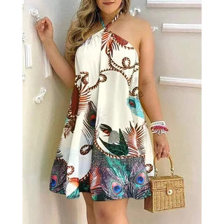Vestido Largo Feminino 2023 Summer Sexy Off-Shoulder Halter Laced-Up