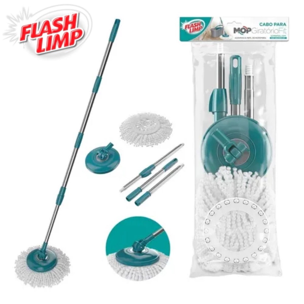 Kit Cabo Para Mop Giratorio Fit Rmop Completo Com Refil Microfibra