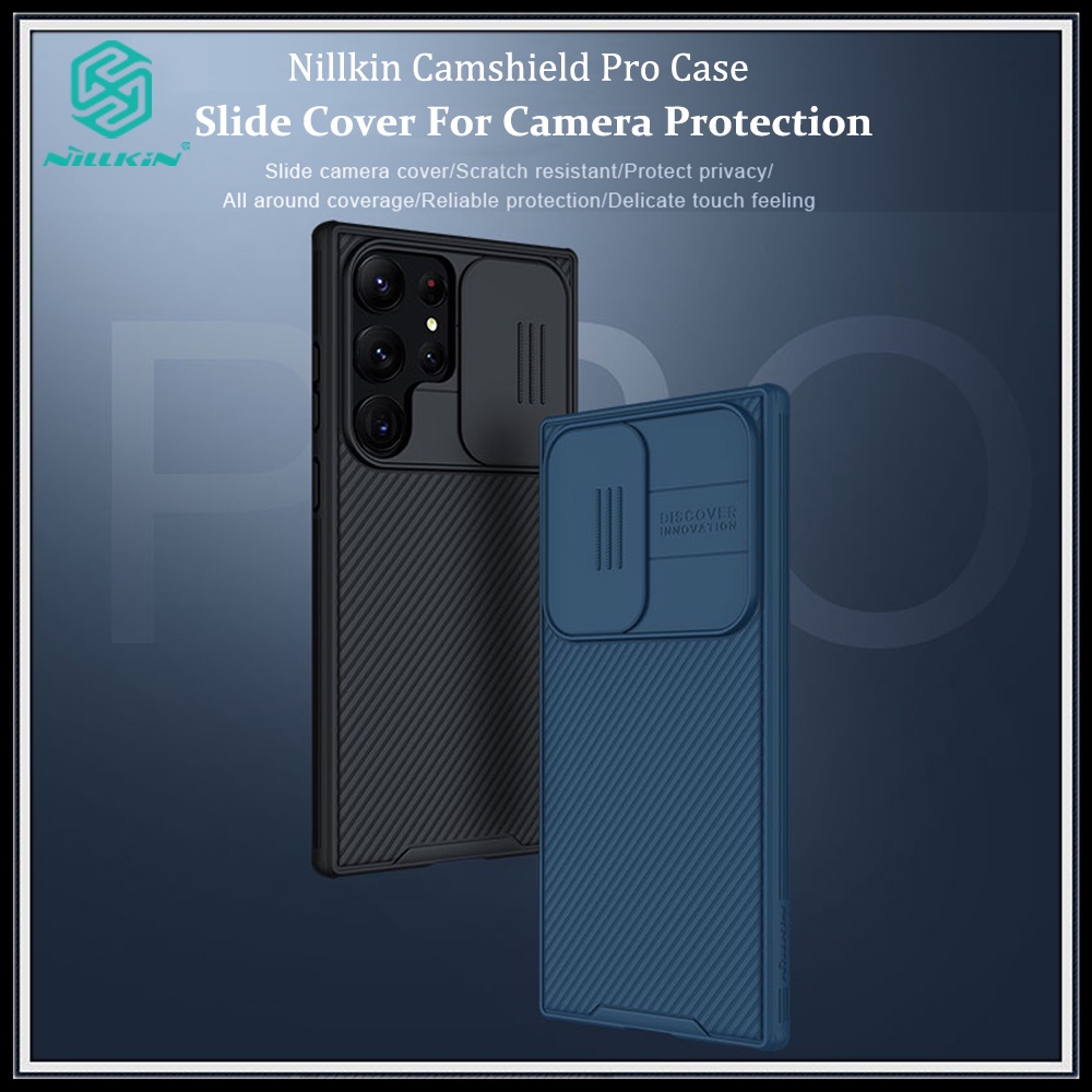 Nillkin Capa Para Samsung Galaxy S23 Ultra CamShield Pro De Proteção De Lente Da Câmera TPU + PC Telefone Preto Azul À Prova De Choque