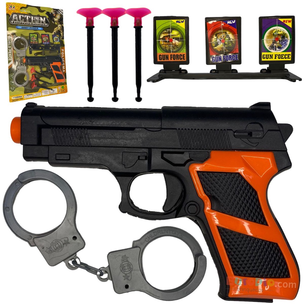 Kit Policial Infantil Com Arminha De Brinquedo E Algema