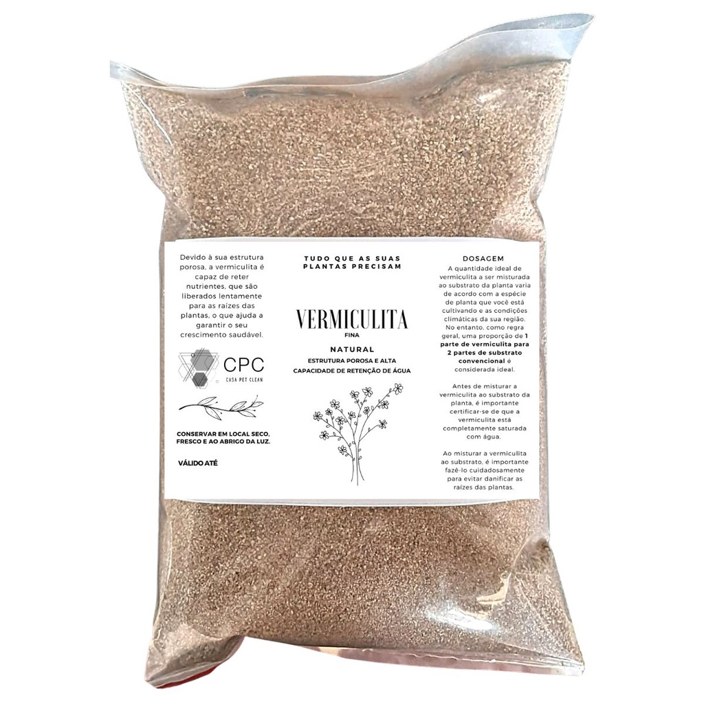 Vermiculita expandida fina premium para substrato 5 Litros