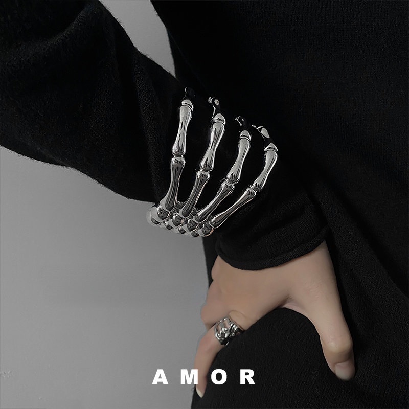 Argola De Manga Pulseira De Garra Fantasma Hip-hop Moda Esqueleto Escuro