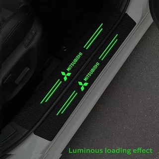 4pcs Mitsubishi Luminous Car Door Sill Strip Anti-Riscos Adesivo De Fibra De Carbono Para L200 Triton Eclipse Cross Pajero Outlander ASX