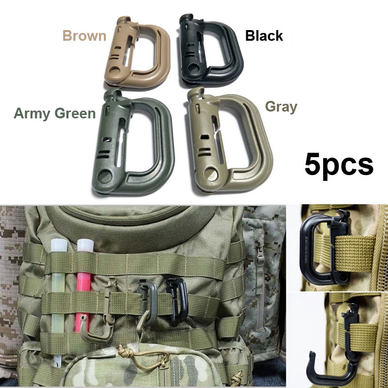 5PC Fivela Tática Grimloc De Segurança MOLLE Travamento EDC Anel D Clip De Gancho Do Mosquetão