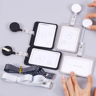 Porta-Cartões Telescópico Fivela Com Cordão Design De Gravata Etiqueta De Nome Cartão De Estudante Capa Protetora Estilo Negócios De Identificação