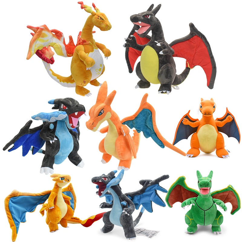 Anime Pokemon Shiny Charizard Cartoon Charizard Dragonite Plush Toy Soft Stuffed Dragon Children Gift 24cm