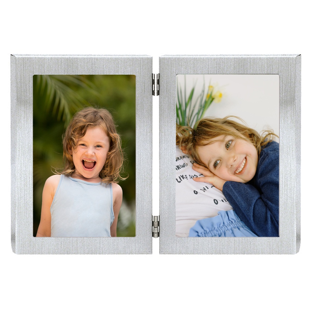 Porta Retrato Mesa 10x15 Duplo Prata - Dayhome