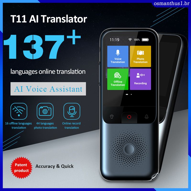 Dispositivo portátil de tradutor de idiomas, tradutor de voz bidirecional  inteligente de 137 idiomas, tradutor de fotos, tradutor offline/WiFi com  tela sensível ao toque HD 3.0 para viagens, comunicações empresariais