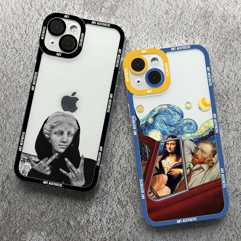 Capa De Proteção Da Lente À Prova De Choque David Mona Lisa Soft TPU Para Samsung Galaxy S23 Ultra S22 Plus S21 FE S20
