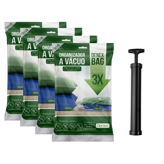 Kit 4 Sacos À Vácuo 60x80cm Viagem Proteger Roupa + Bomba