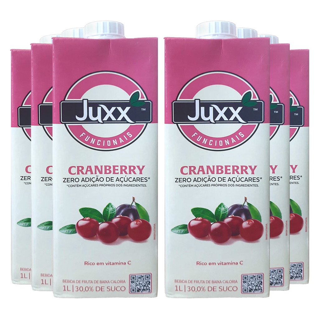 Suco Juxx Cranberry Zero Açúcar 1 Litro - Caixa 6 Unidades | Shopee Brasil