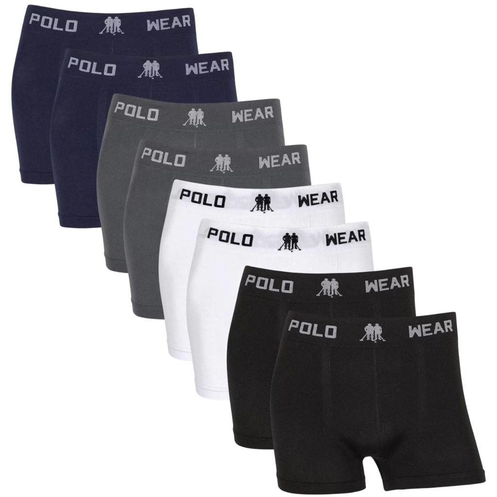 Kit 8 Cueca Boxer Masculino Polo Wear Cuecas Box Masculina Adulto Sem Costura Original