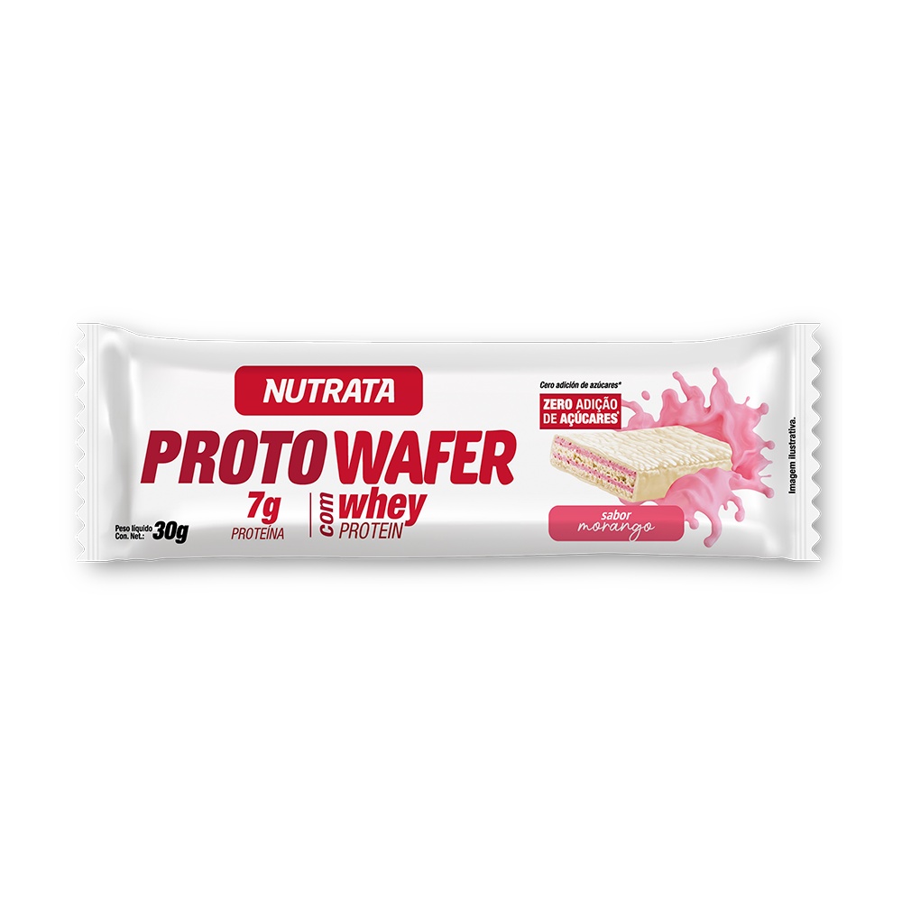 Proto Wafer Morango 30g com Whey Nutrata