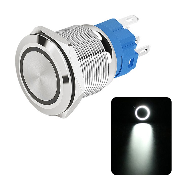 Interruptor Botão Metálico Redondo C/ Luz LED 19mm 5v 12v 24v 110v 220v ...