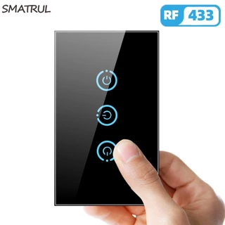 SMATRUL | Interruptor de Toque Sem Fio Rf 433 Mhz em Vidro Temperado