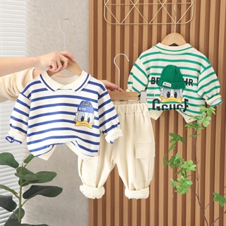 Roupas Para Crianças De Primavera De Outono Bebês Meninos Camisola De Pato + Calças 2Pcs/Conjunto De Esportivas Casuais