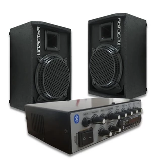 Kit 2 Caixas Acusticas Retorno+Amplificador Music WAY