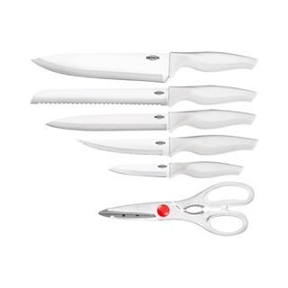 Conjunto De Facas Brinox Croos 6 Peças Aço Inox Com Cabo Branco